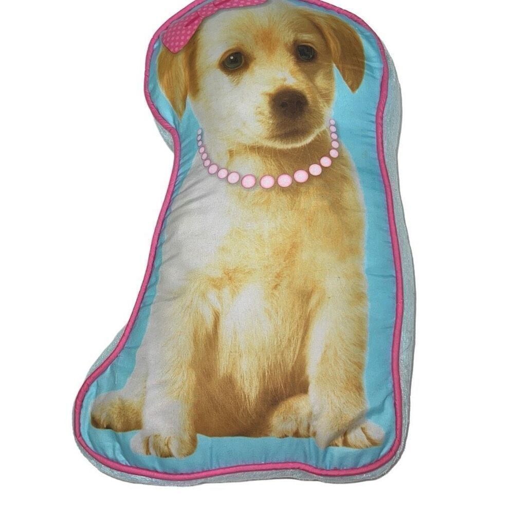 Jay Franco And Sons Blue Pink Tan golden retriever Print Pillow 100% Polyester 8